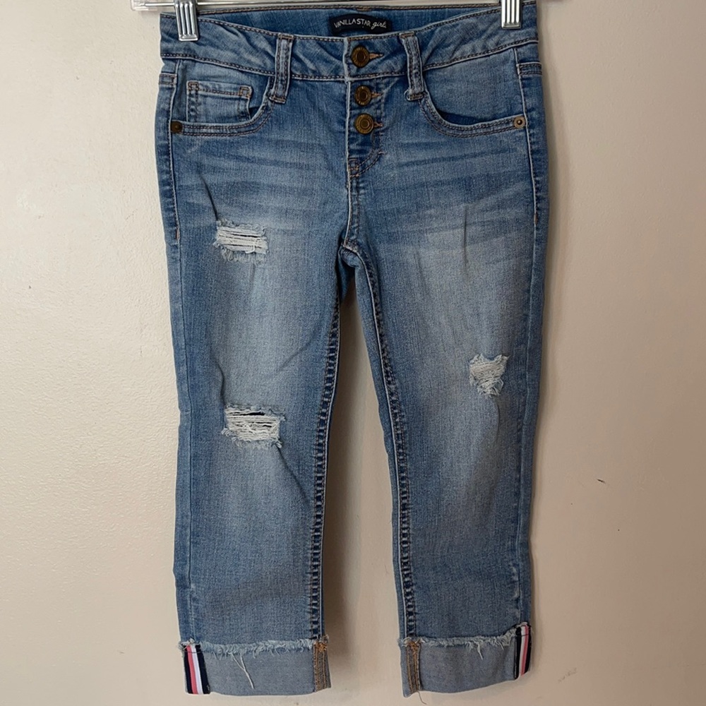 Vanilla Star Girls Distressed Cuffed Capri